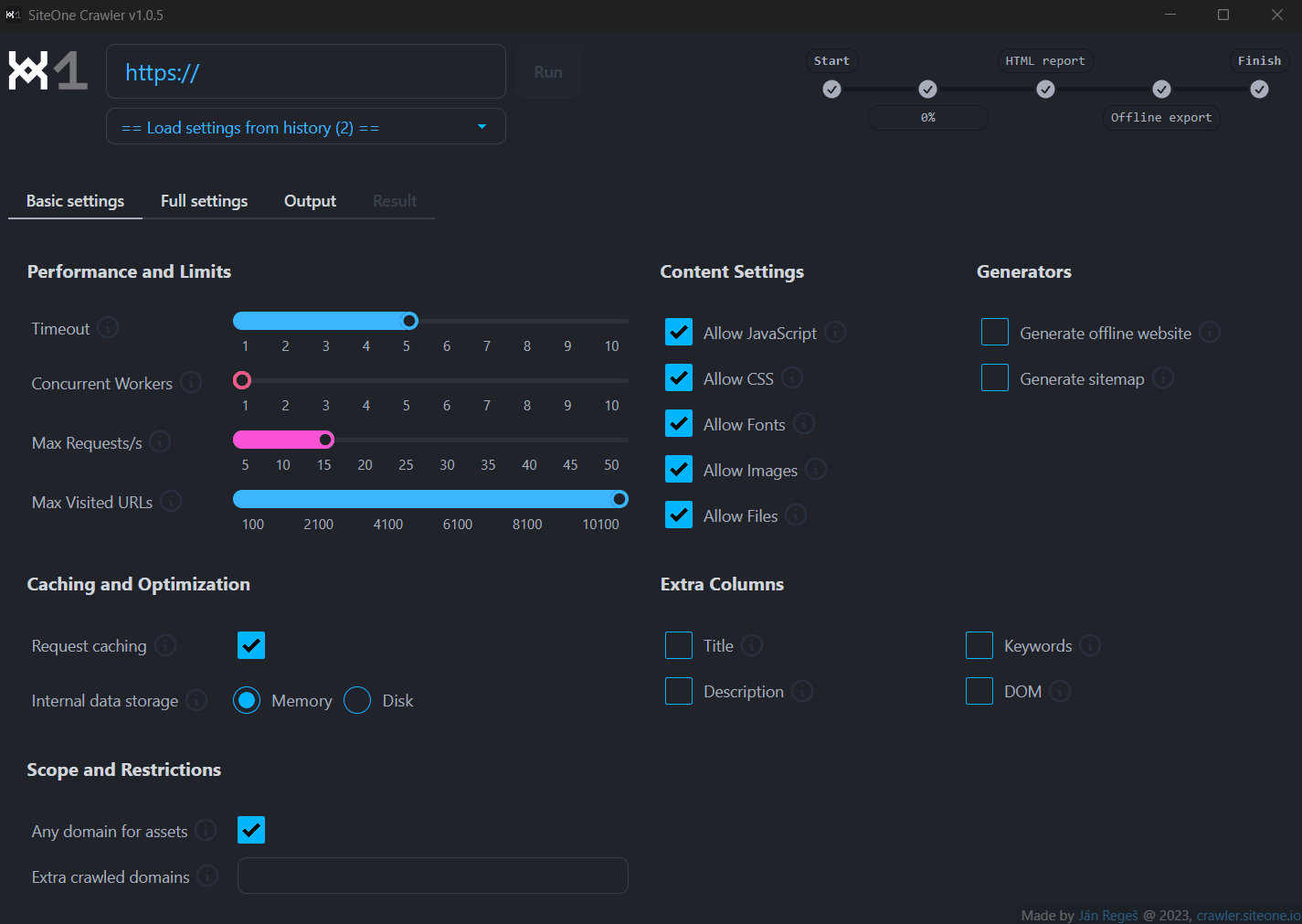 Website analysis with desktop application
